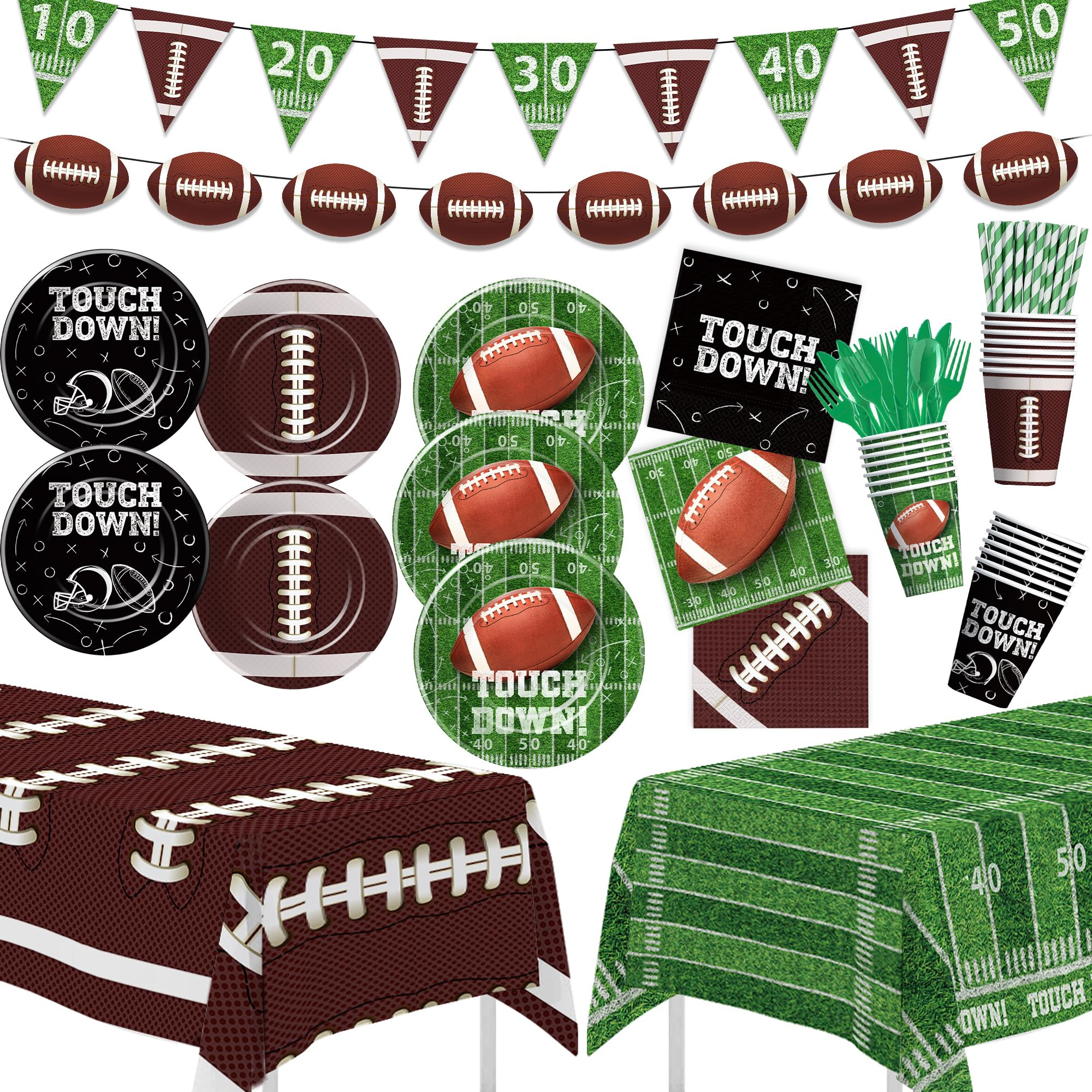Football Party Decorations Serves 24, Football Party Supplies, Paper Plate, Cup, Napkin, Tableclo... | Amazon (US)