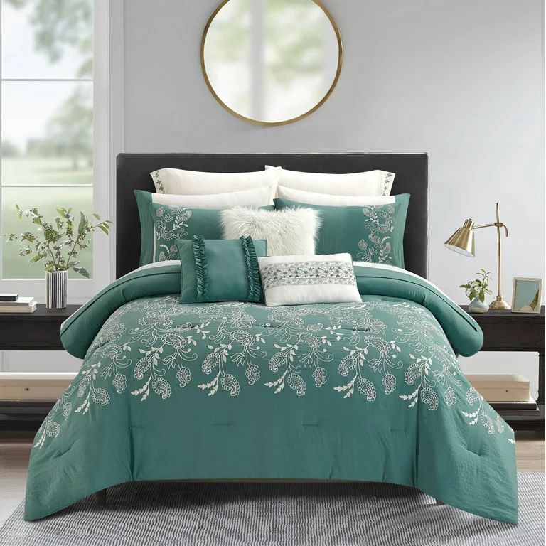 Better Homes & Gardens Conventry Aqua 12-Piece Bed in a Bag Comforter Set with Sheets, King - Wal... | Walmart (US)