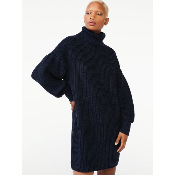 Free Assembly Women's Cowl Sweater Dress with Pleated Shoulders - Walmart.com | Walmart (US)