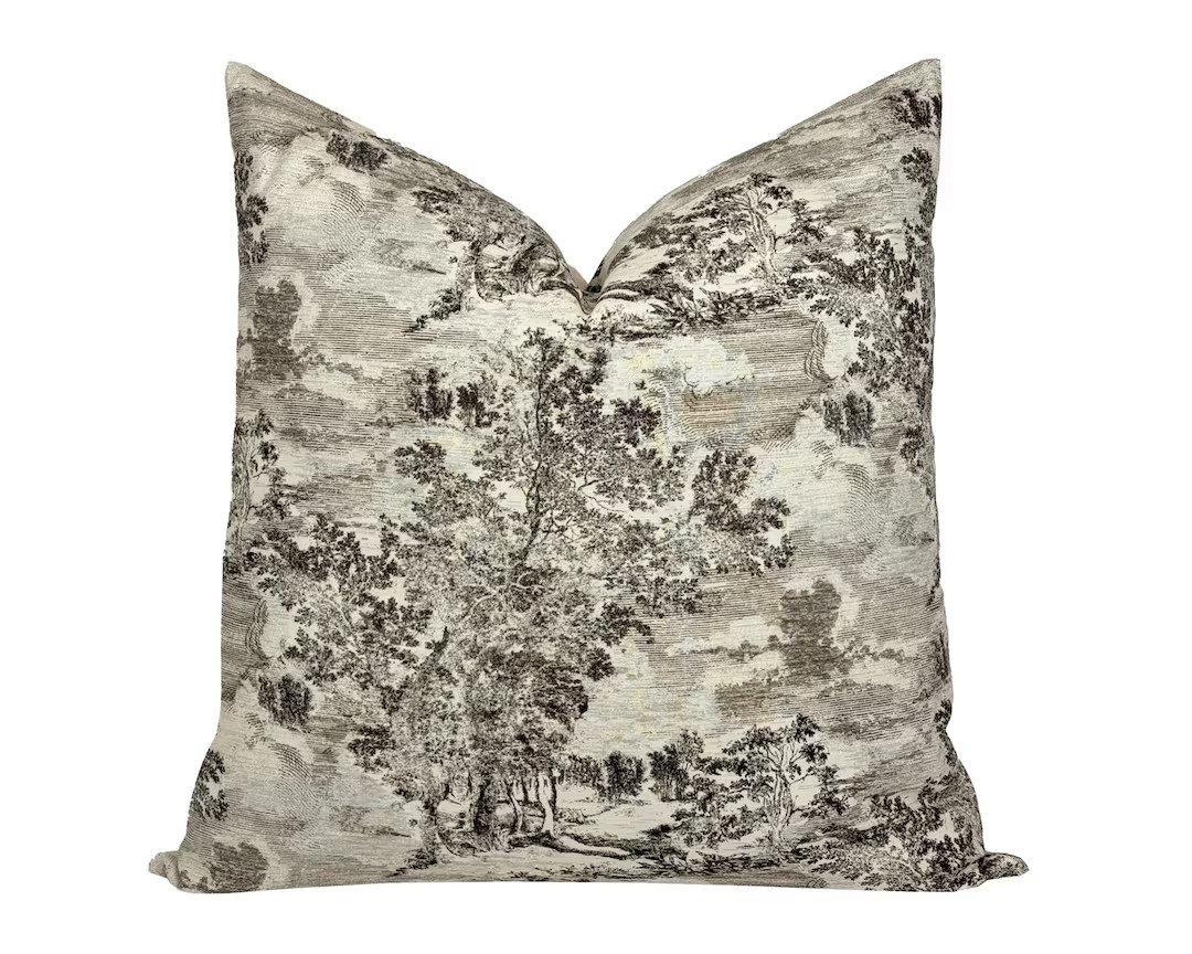 LOCKWOOD | Designer Woodland Scenery Pillow Cover, Classic Floral Print, Tapestry Style Pillow, G... | Etsy (US)