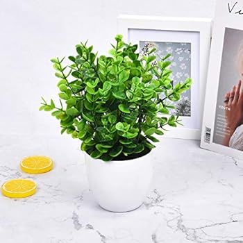 Krelymics Artificial Plants Artificial Eucalyptus Plant Mini Fake Plants with White Po... | Amazon (UK)