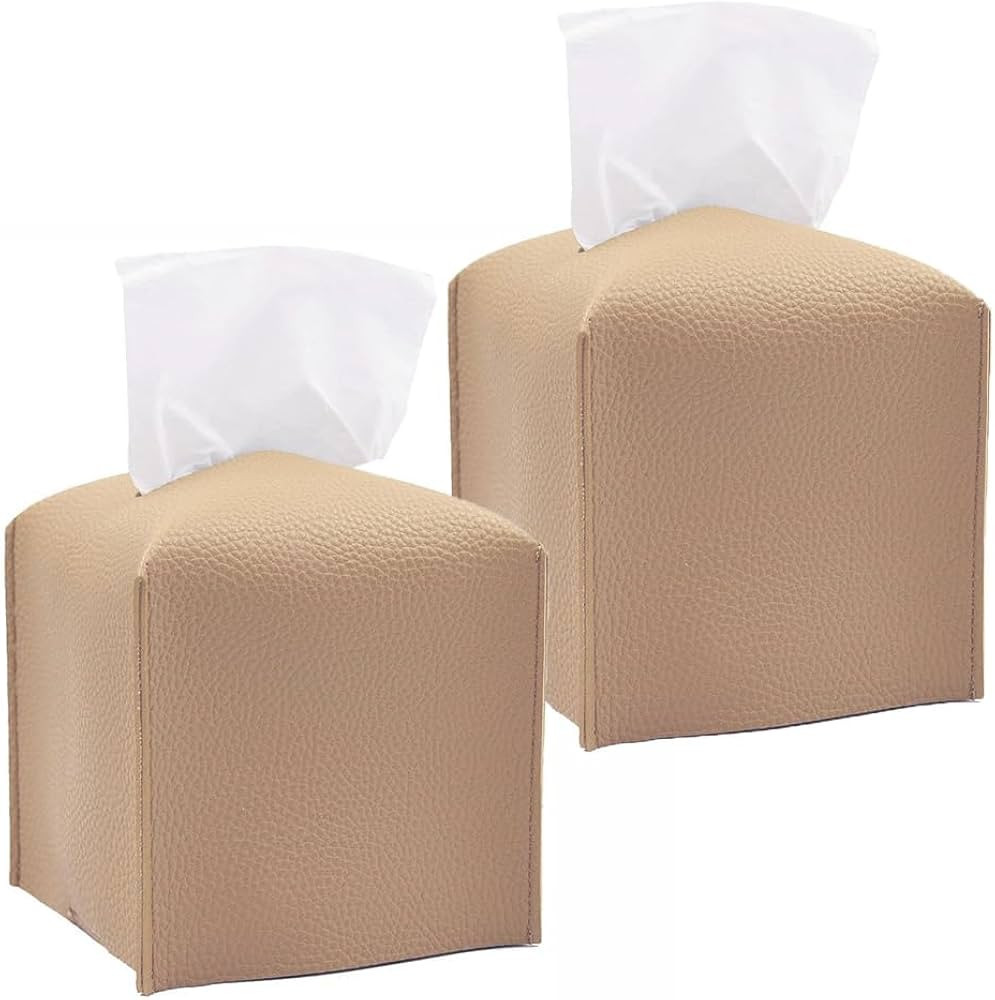 HOMOTEK 2 Pack Tissue Box Cover, Square PU Leather Tissue Holder, Decorative Facial Tissue Cube P... | Amazon (US)