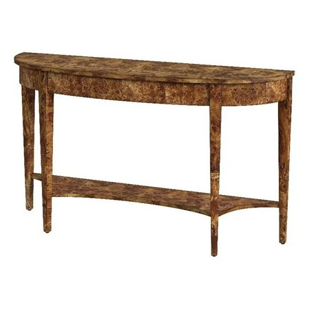 Beaumont Lane Traditional Burl Wood Demilune Console Table in Brown | Walmart (US)