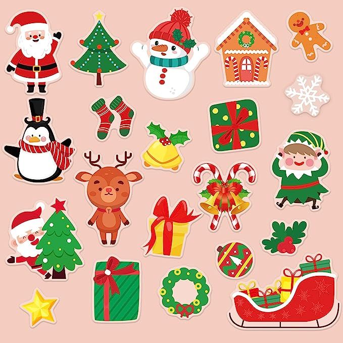 20 PCS Christmas Thick Gel Clings Winter Christmas Window Gel Clings Decals Stickers for Kids Tod... | Amazon (US)