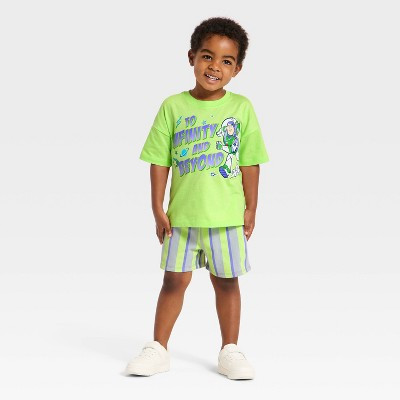 Toddler Boys' 2pc Disney Toy Story Buzz Lightyear T-Shirt & Shorts Set - Green 12M | Target