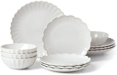 Lenox French Perle Scallop 12-Piece Dinnerware Set, 17.70 LB, White | Amazon (US)