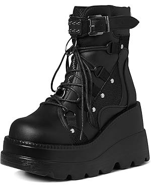 Tscoyuki Platform Ankle Boots for Women Chunky High Heel Booties Goth Round Toe Combat Boots Wome... | Amazon (US)