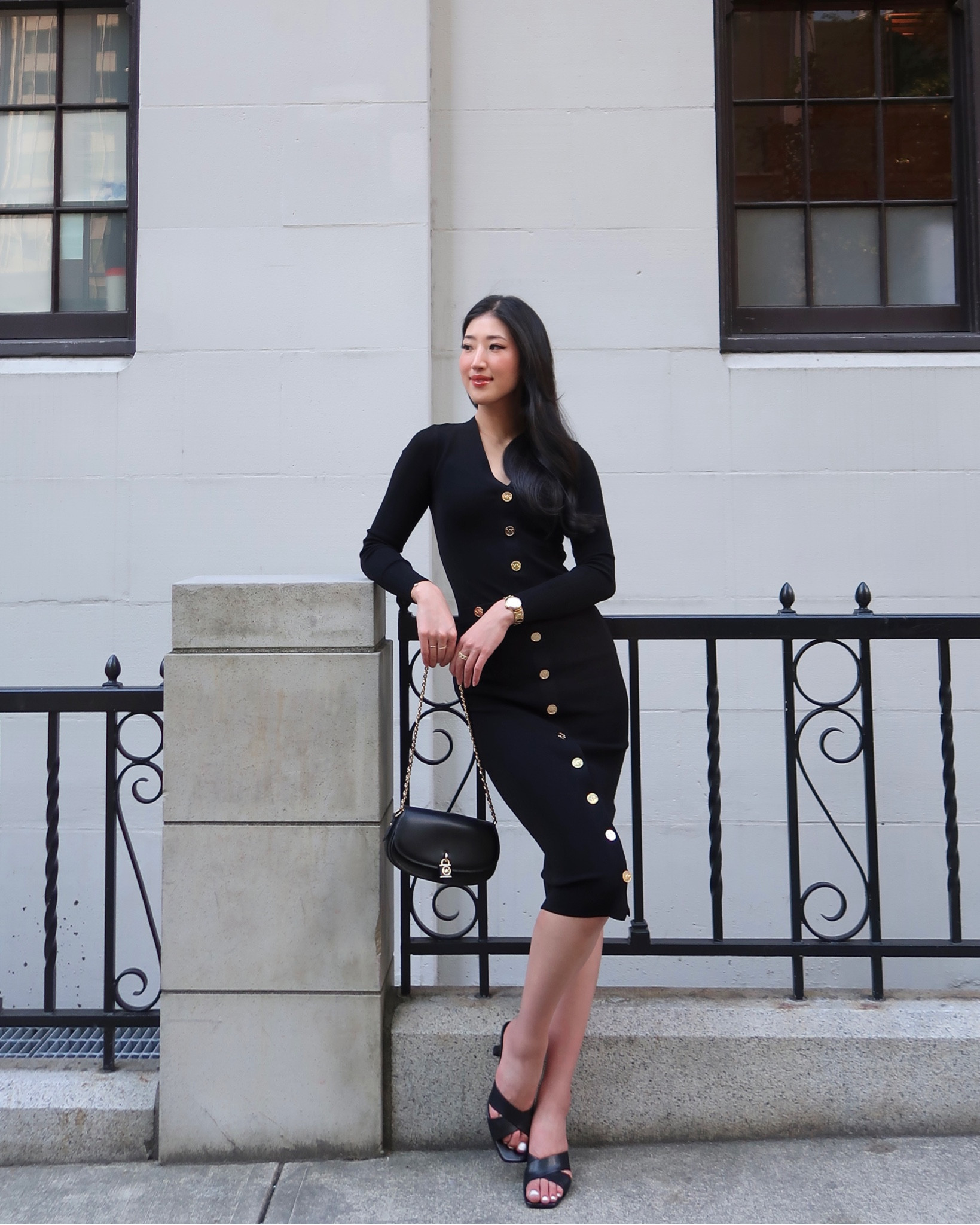 michael kors belted midi dress Michael Kors Dress Black