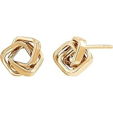 Triple Intertwined Square Stud Earrings in 14K Gold | Amazon (US)