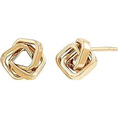 Triple Intertwined Square Stud Earrings in 14K Gold | Amazon (US)