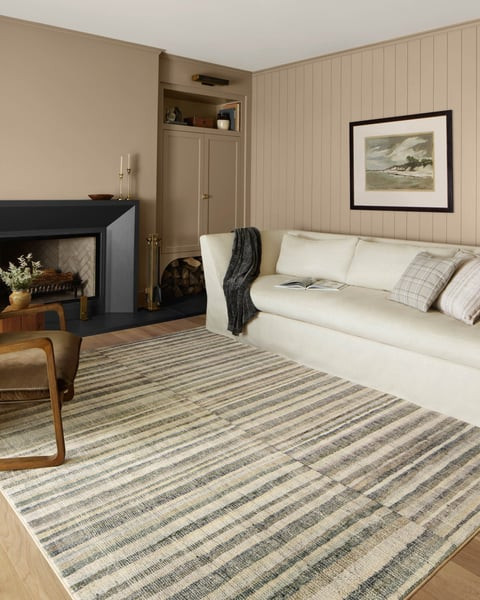 Humphrey feat. CloudPile (TM) HUM-01 Natural/Moss Striped Area Rug | Rugs Direct