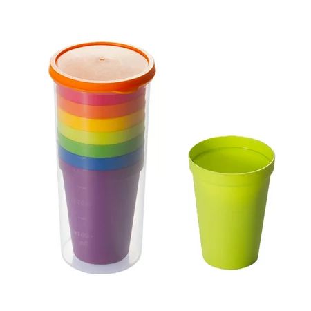 Plastic Cups Set Plastic Multi Colors Reusable Portable Rainbow Drinking Cups For Indoor Outdoor New | Walmart (US)