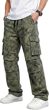 GINGTTO Baggy Cargo Pants Men Camo Wide Leg Fashion Y2K Loose Fit Streetwear Drawstring Stretch | Amazon (US)