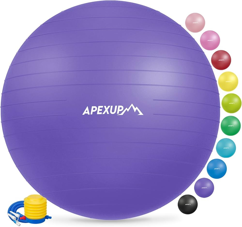 APEXUP Yoga Ball Exercise Ball, Anti Slip Stability Ball Chair, Heavy Duty Large Gym Ball for Fit... | Amazon (US)