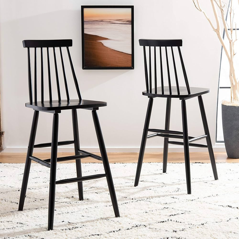 Safavieh Home Collection Beaufort Spindle Back Black 30-inch Bar Stool (Set of 2) | Amazon (US)