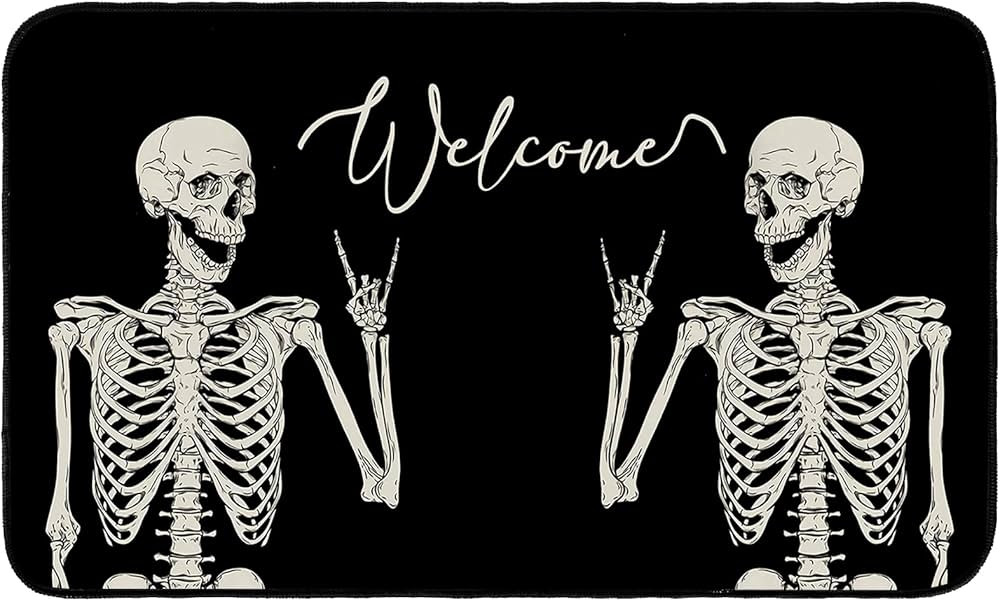 Halloween Door Mat Funny Skull Welcome Mat Entry Non-Slip Welcome Doormat Indoor Outdoor Decorati... | Amazon (US)