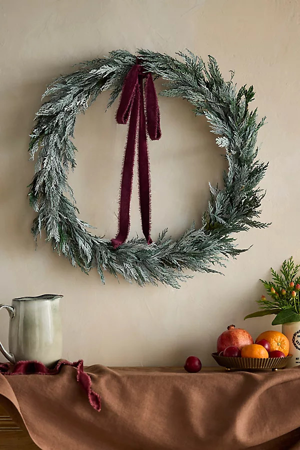 Snowy Preserved Cedar Circlet Wreath | Anthropologie (US)