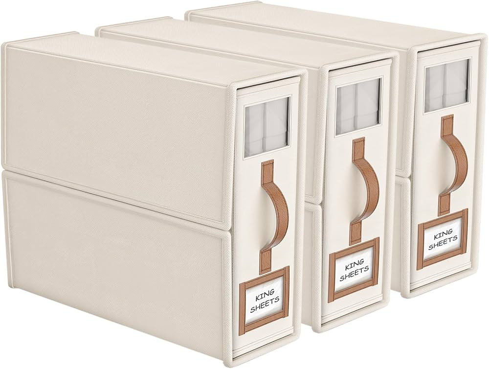 3-Pack Foldable Bed Sheets Set Organizers and Storage(King & Queen Size),Linen Fabric Closet Orga... | Amazon (US)