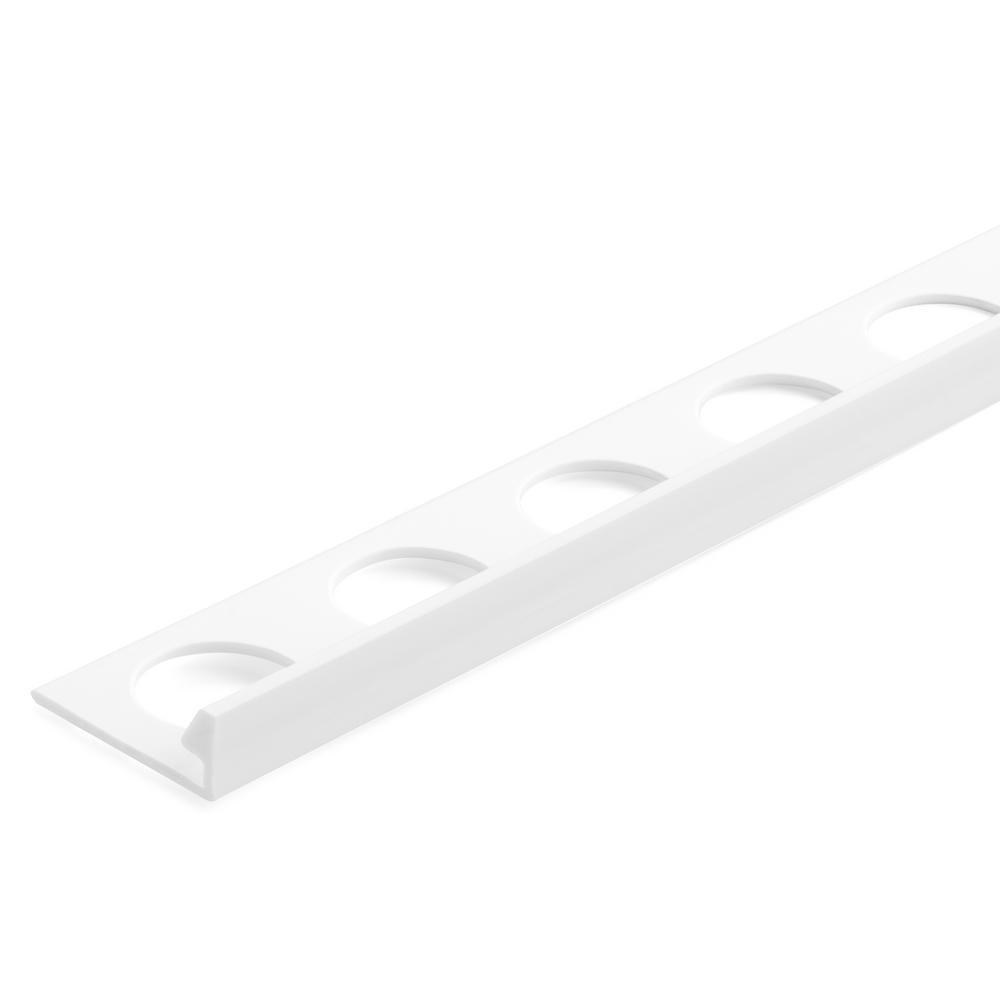 Custom Building Products Bright White 5/16 in. x 98-1/2 in. PVC L-Shaped Tile Edging Trim-H7201BW... | The Home Depot