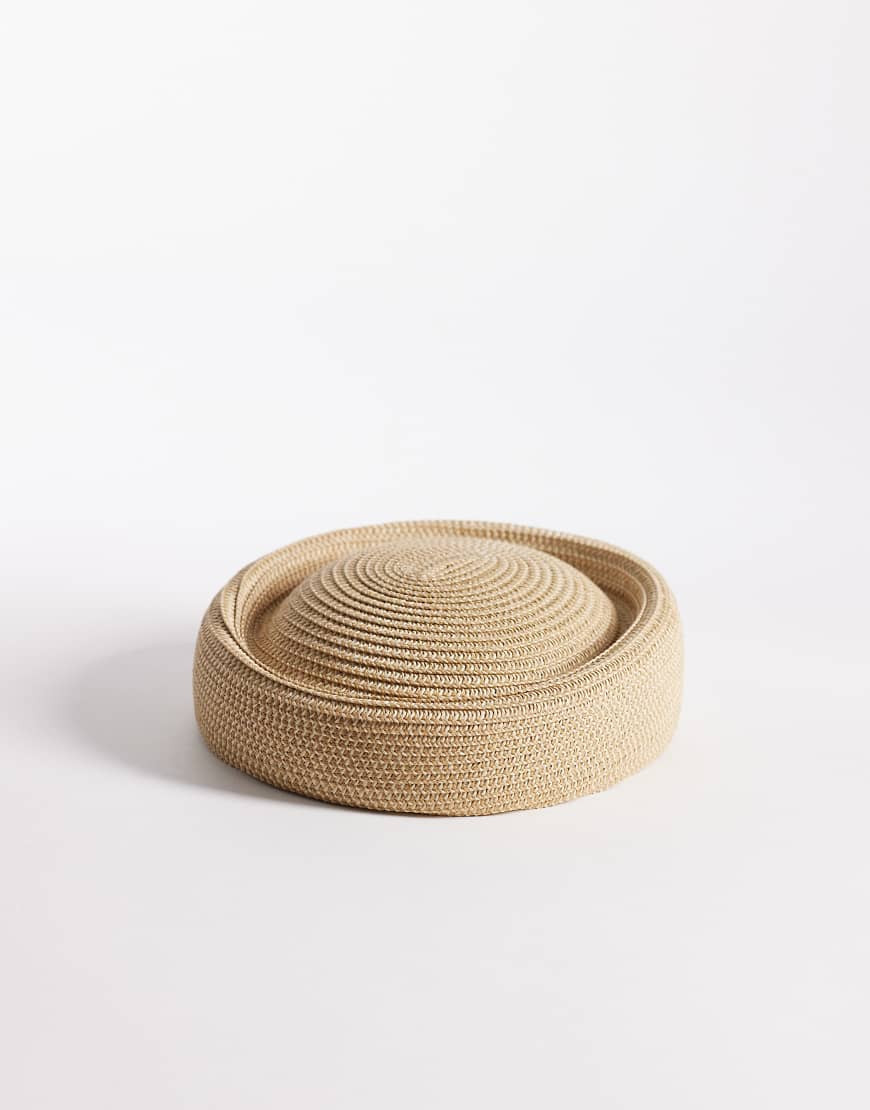 ASOS DESIGN straw pillbox hat in natural-Neutral | ASOS (Global)