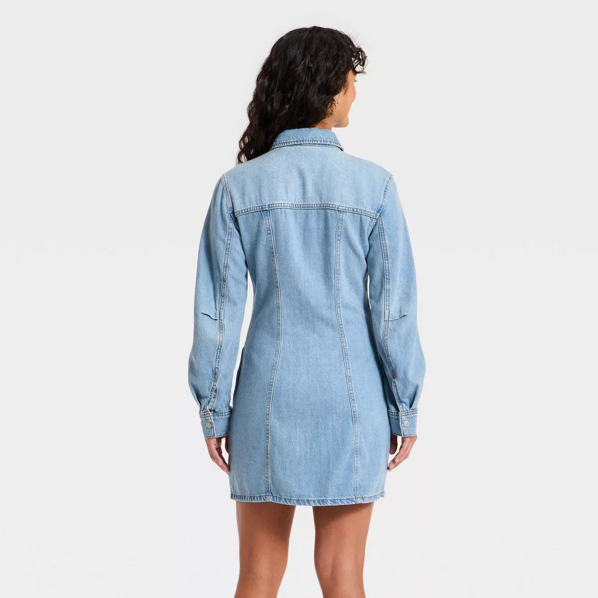 Women's Long Sleeve Mini Denim Shirtdress - Universal Thread™ Light Wash 0 | Target