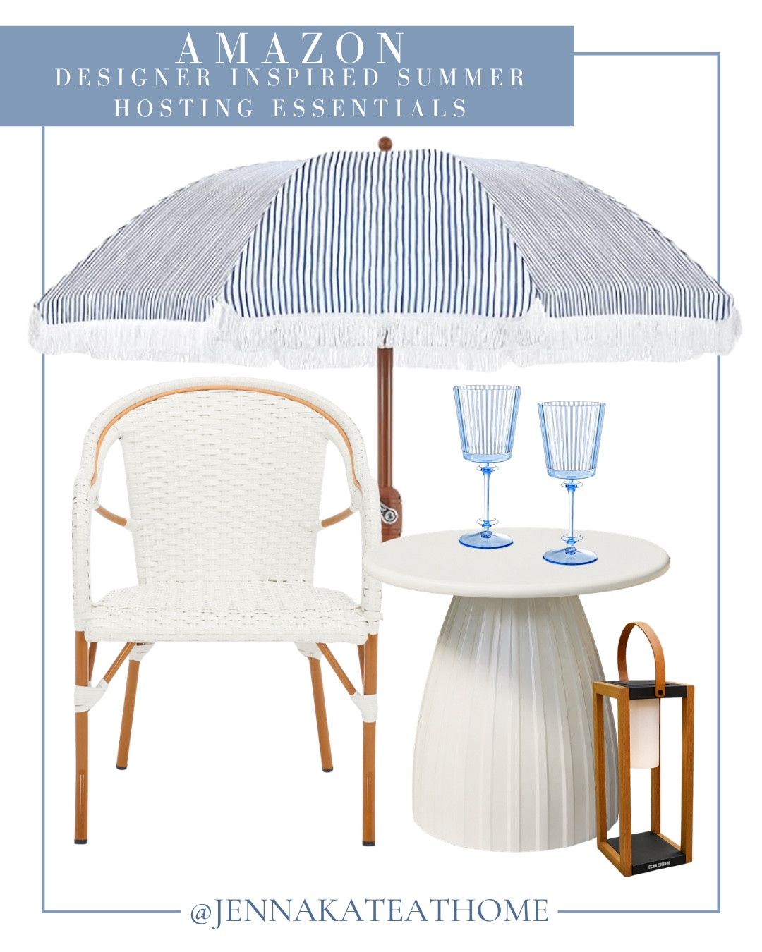 Outdoor summer essentials include umbrella, outdoor chair, side table, lantern, and drink glasses.

Home decor, outdoor decor, looks for less, coastal home

#LTKSaleAlert #LTKHome #LTKSeasonal