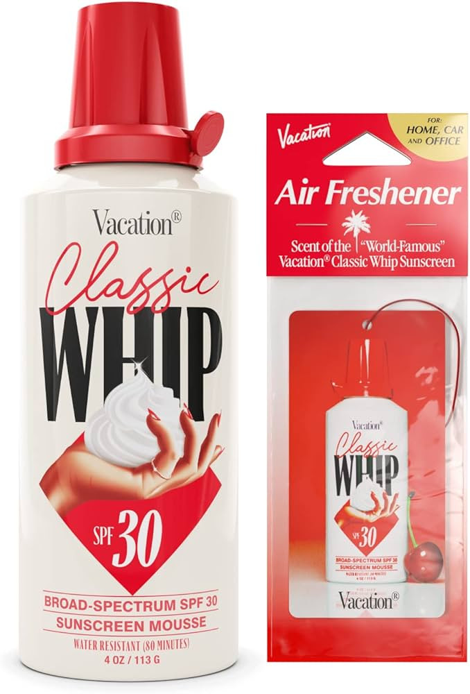 Vacation Classic Whip SPF 30 Sunscreen + Air Freshener Bundle, Whipped Sunscreen Mousse SPF 30, M... | Amazon (US)