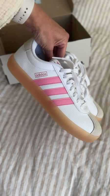 Move over Somba’s, Adidas Court’s are taking over 😍

How cute are these NEW pink sneakers? And they are under $80 🙌 I have them in black and they are so comfortable! Cute with jeans, shorts, dresses, etc. Fit TTS. 

Follow @frengpartyof6 for more affordable finds!

#ltkfindsunder100 #ltkshoecrush #momstyle #affordablefashion #summerstyle #summeroutfit 

#LTKShoeCrush #LTKStyleTip #LTKFindsUnder100