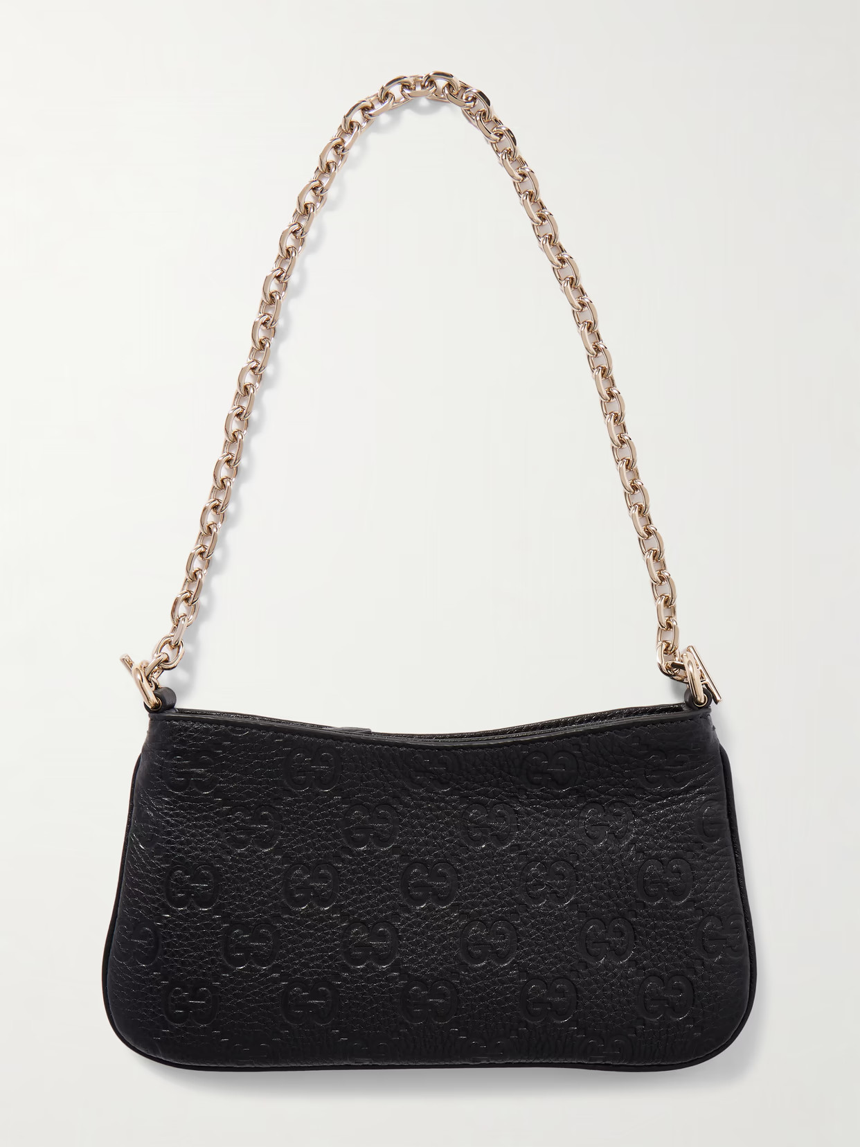 Gucci - Gg Emblem Mini Debossed Textured-leather Shoulder Bag - Black | NET-A-PORTER (US)