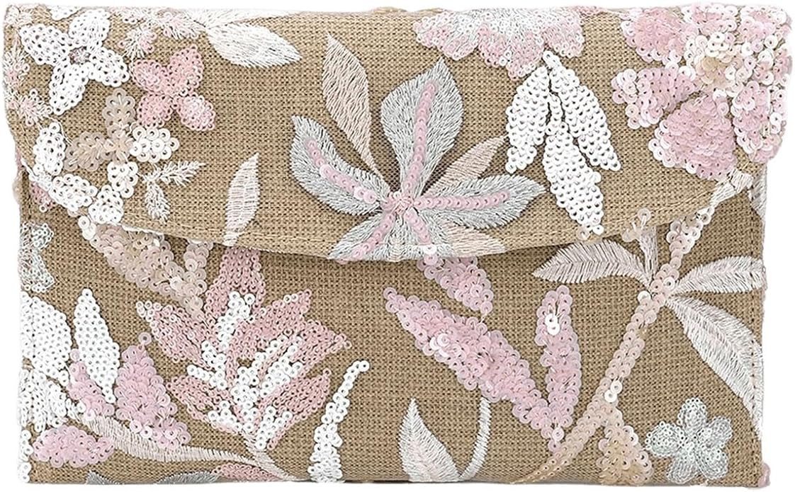 Verdusa Women's Floral Embroidery Sequin Evening Clutch Bags Party Purses | Amazon (US)