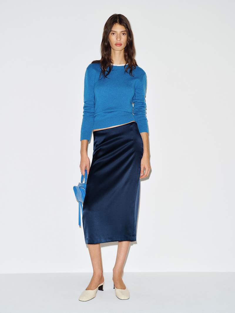 Reformation Helen Low Waist Silk Midi Skirt Red 10 | Reformation (Global)