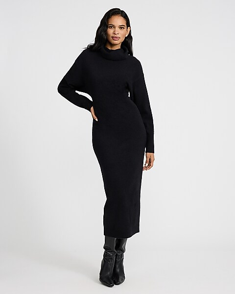 Boucle Turtleneck Long Sleeve Maxi Sweater Dress | Express