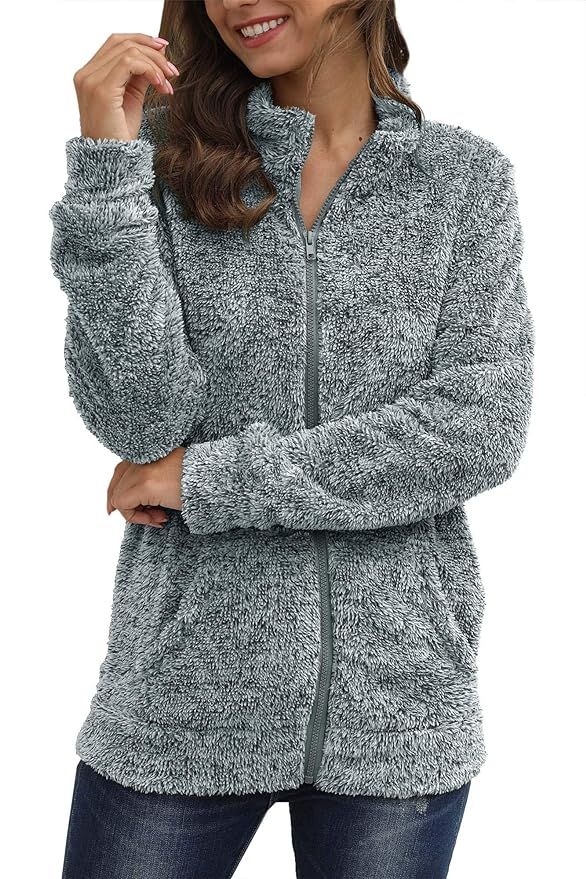For G and PL Women's Long Sleeve Fleece Full Zip Jacket | Amazon (US)