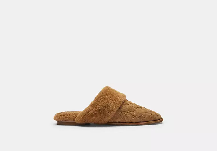 Sherpa Flat Mule In Signature Suede | Coach Outlet CA