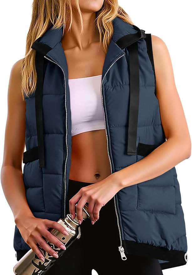 Tankaneo Womens Hooded Puffer Vest Lightweight Zip Up Sleeveless Jackets Padded Gilet With Pocket... | Amazon (US)