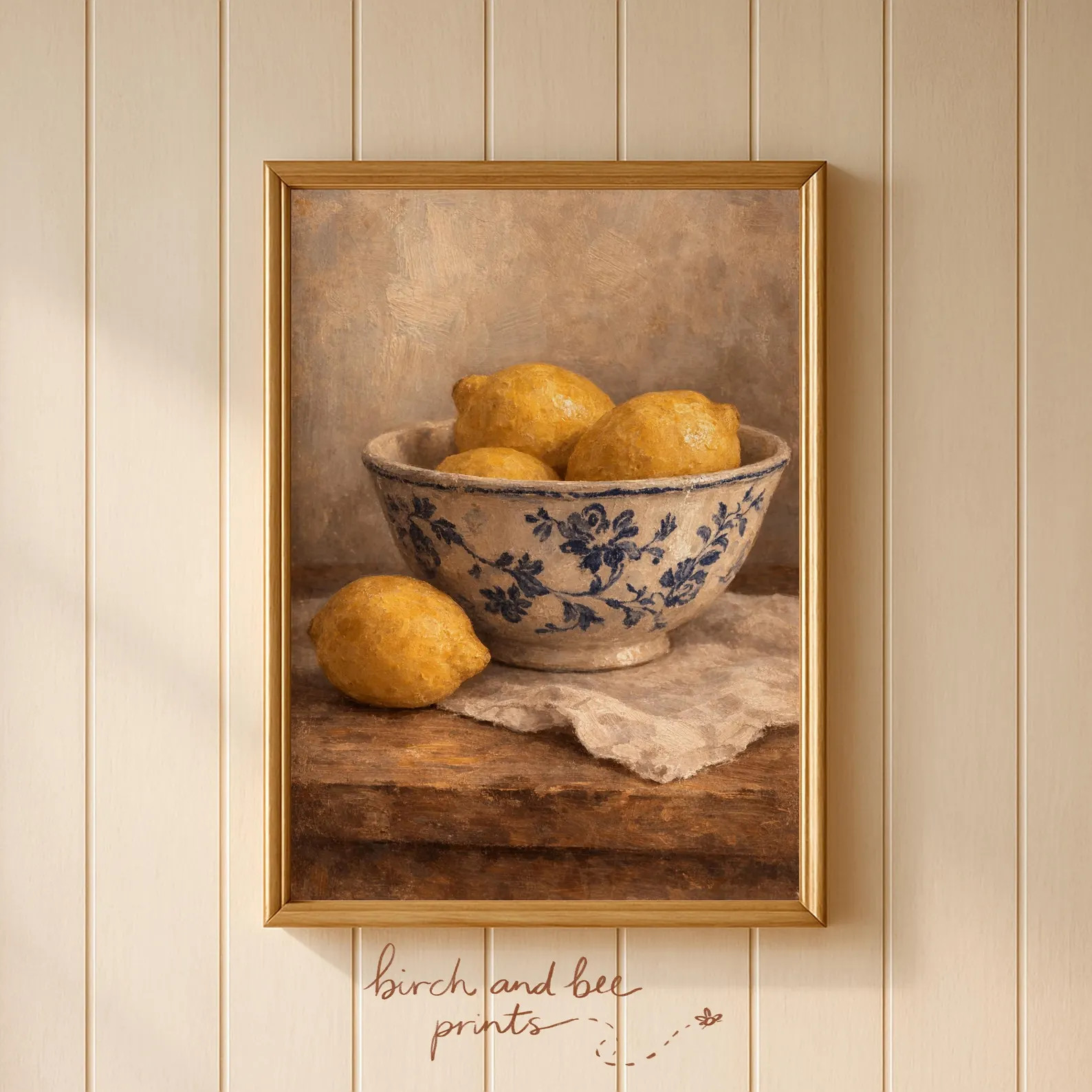Lemon Still Life Art Print, Chinoiserie Bowl Oil Painting, French Country Kitchen Wall Decor, Yel... | Etsy (Global)