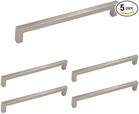 homdiy 5 Pack 10" Kitchen Square Cabinet Handles Brushed Nickle Drawer Pulls - HDJ12SN Kitchen Ca... | Amazon (US)