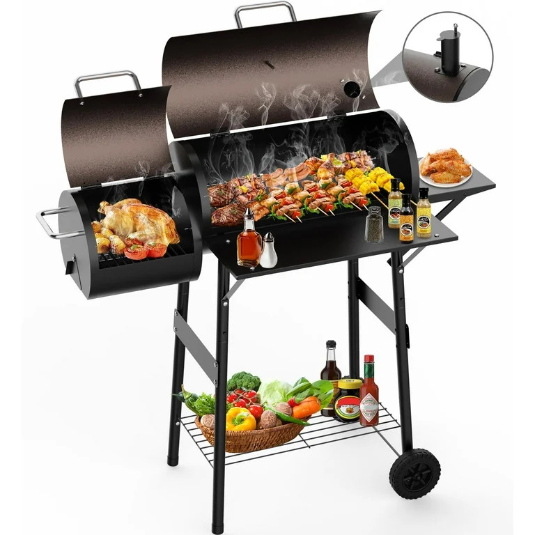 Firstness Charcoal Grill, Outdoor BBQ Grill Charcoal with Offset Smoker for Barbecue Pit Patio Ba... | Walmart (US)