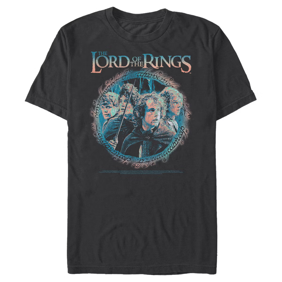 Men's Lord of the Rings Fellowship of the Ring Distressed Character Ring T-Shirt | Target