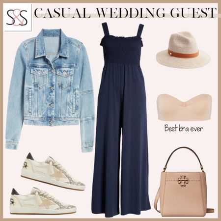 Casual wedding guest outfit idea with jumpsuit and Golden Goose sneakers perfect for travel vacation 

#LTKunder100 #LTKSeasonal #LTKwedding