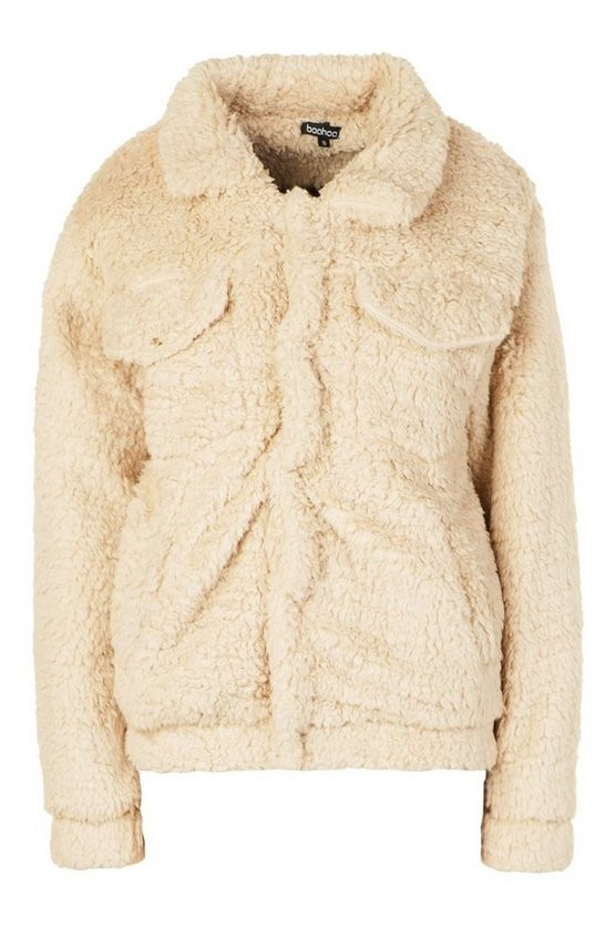 Faux Fur Teddy Trucker | Boohoo.com (US & CA)