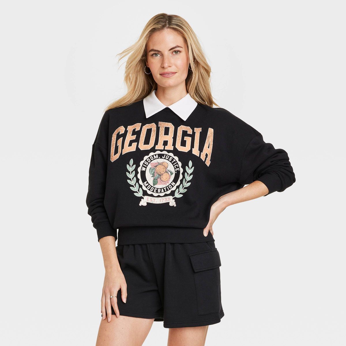 Women's Georgia Collar Graphic Sweatshirt - Black | Target