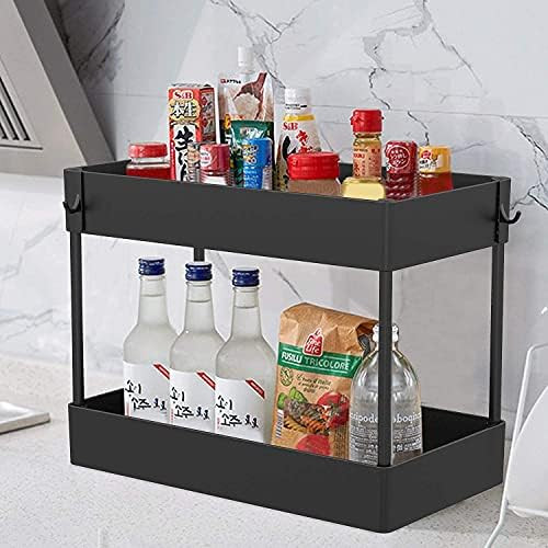 Under Sink Organizer, Under Bathroom Sink Storage 2 Tier Organizer Bath Collection Baskets with Hook | Amazon (US)