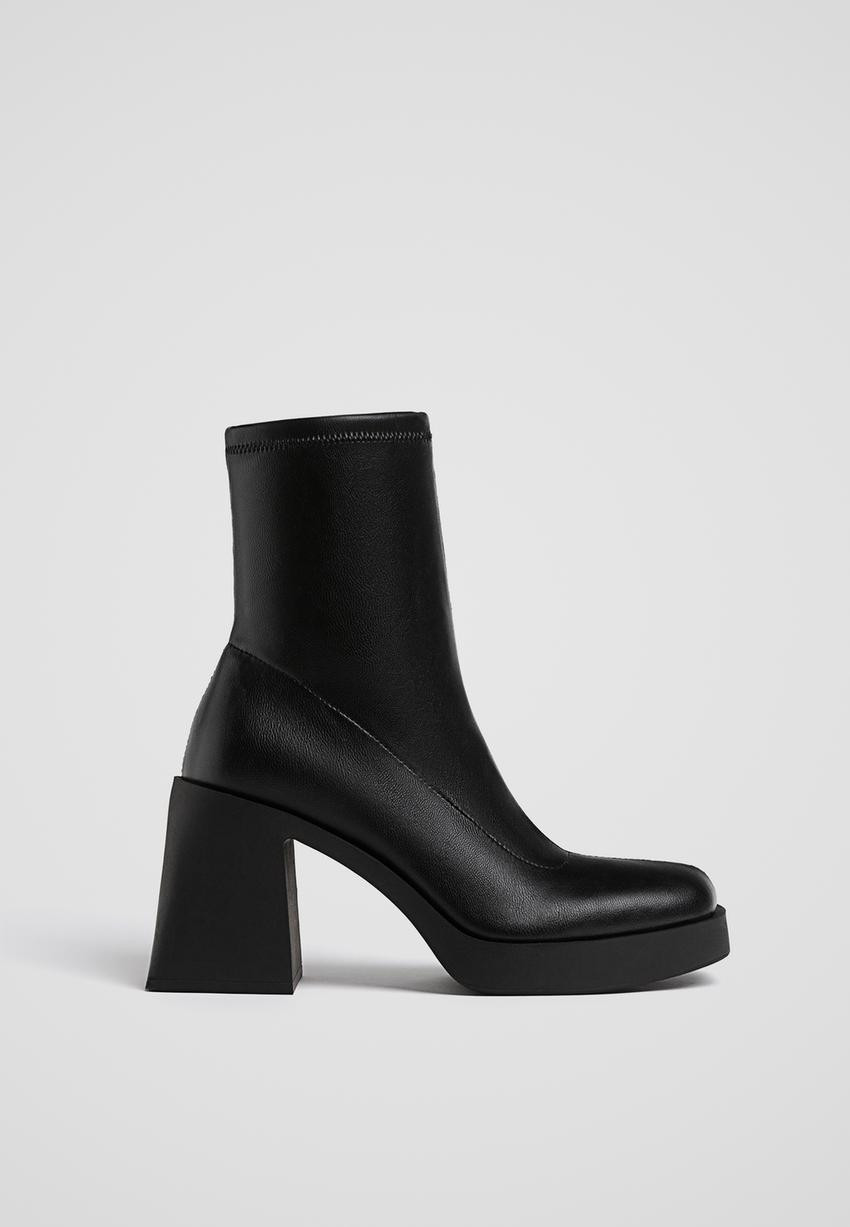 Platform heel ankle boots - Women's fashion | Stradivarius United Kingdom | Stradivarius (UK)