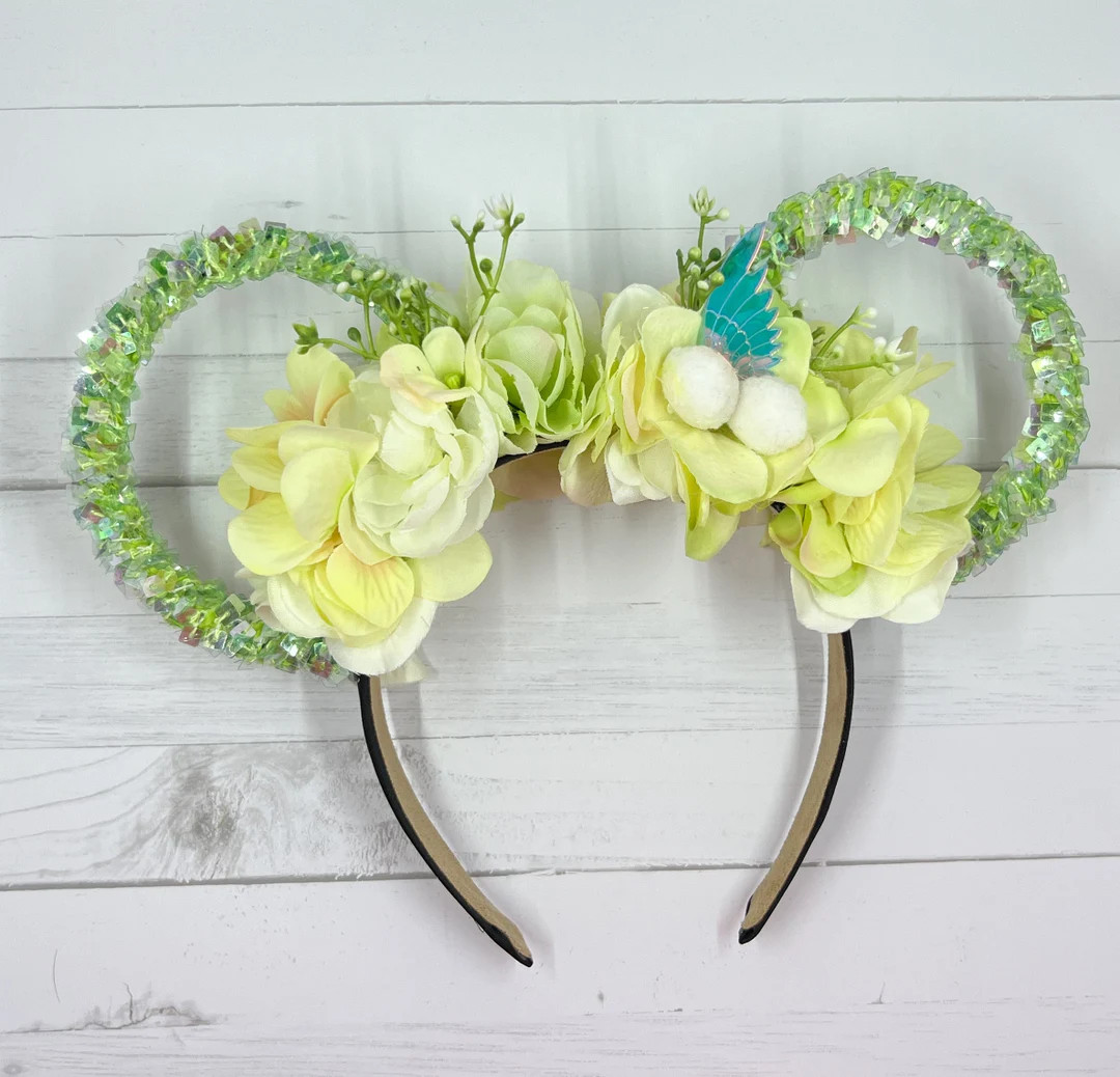 Tinkerbell Mickey Ears / Floral Mickey Ears / Custom Mickey Ears / Disney Mickey Ears / Disney Mo... | Etsy (US)