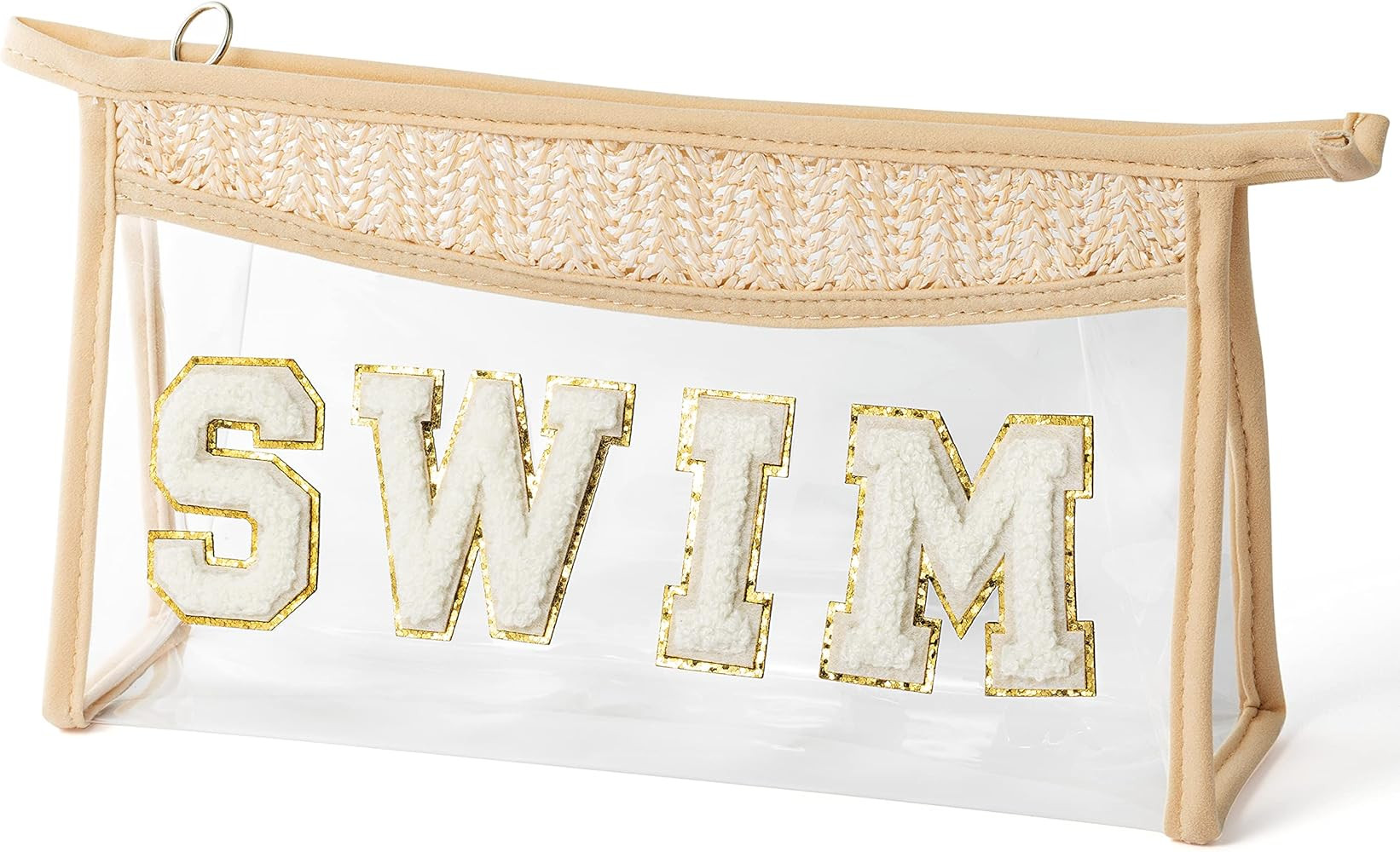 Belanttega Boho Patch SWIM Makeup Bag Clear Toiletry Bag Varsity Letter Travel Cosmetic Bag beige... | Amazon (US)
