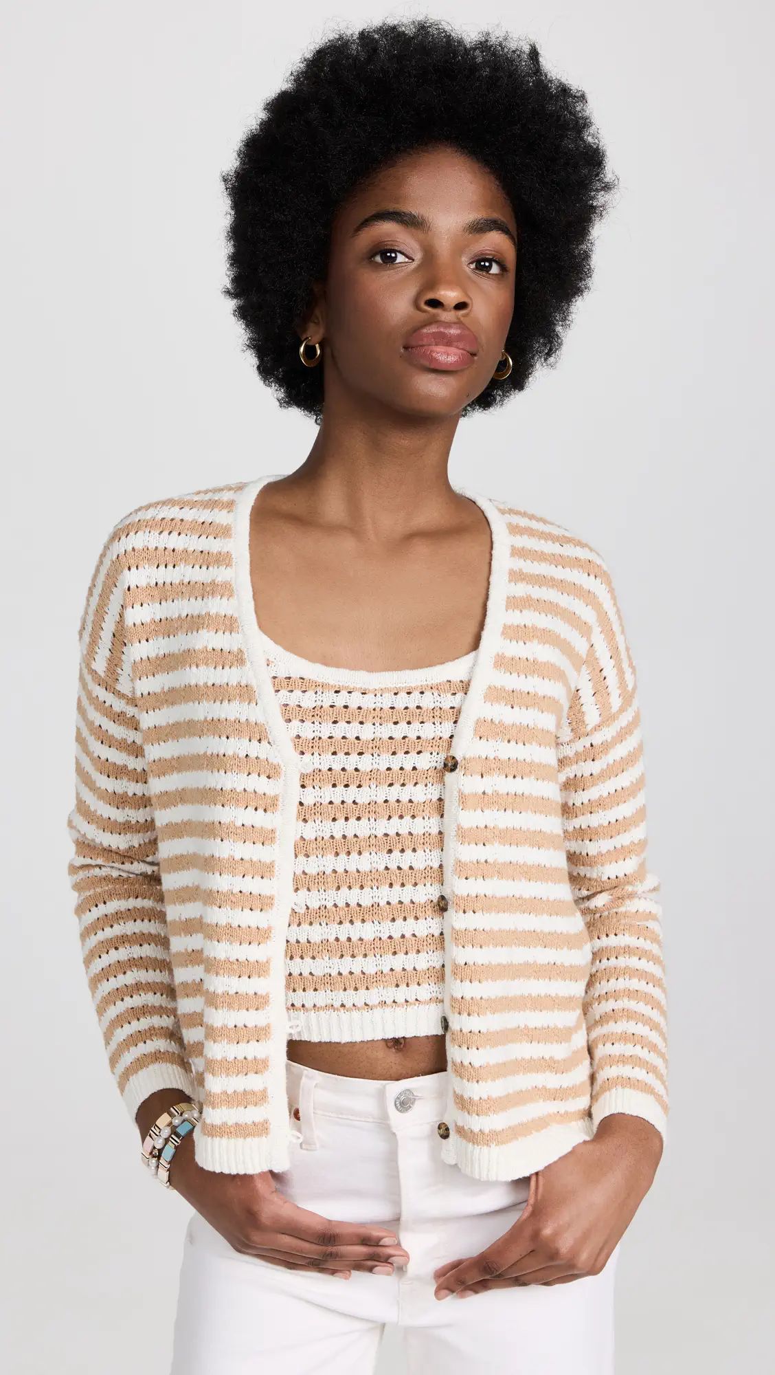 Open-Stitch Cardigan Sweater in Stripe | Shopbop