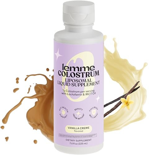 Lemme Colostrum Coffee Creamer for Gut, Skin, Hair & Healthy Aging, Sugar Free Liposomal & Grass Fed 1g Colostrum w/Lactoferrin, MCT Oil, Immunoglobulins, Vanilla Creme Flavored | Amazon (US)