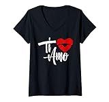 Womens Cute Italian Heart Shaped Kiss Ti Amo I love you Tee V-Neck T-Shirt | Amazon (US)