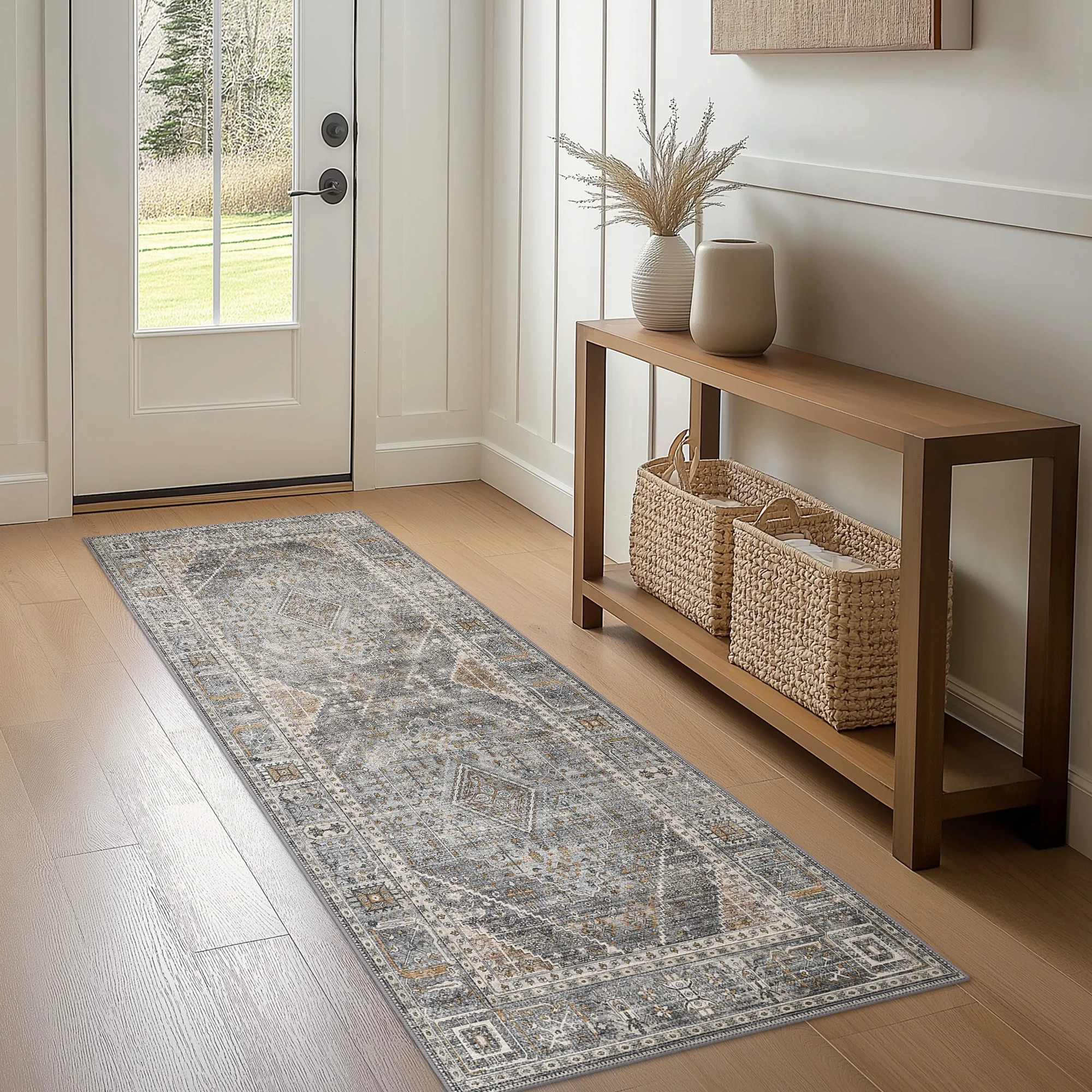 DEORAB Runner Rug 3X8 Non Slip Hallway Vintage Rugs, Machine Washable Lightweight Mat for Living ... | Walmart (US)